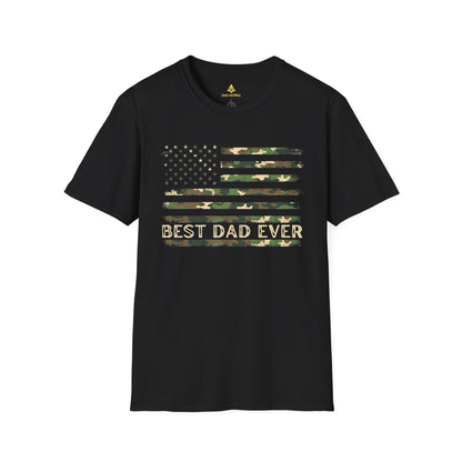 Best Dad Ever Camo American Flag T-Shirt